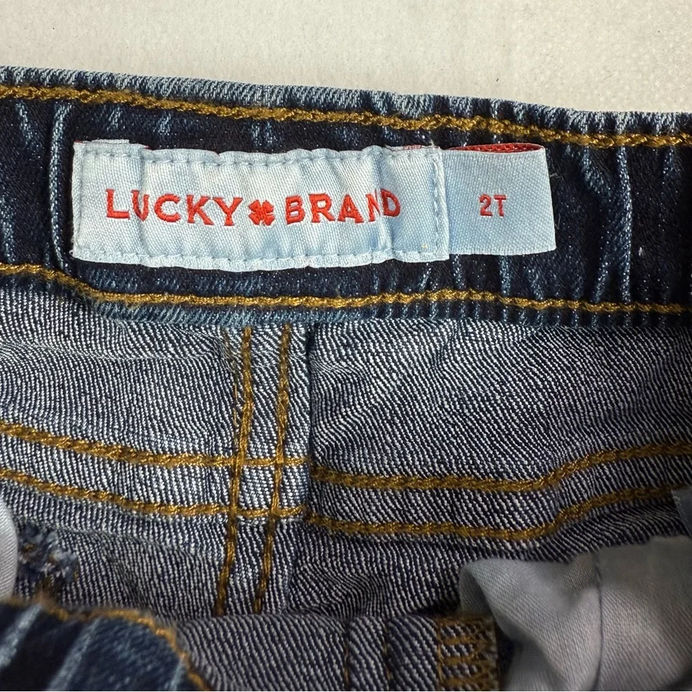 LUCKY BRAND Toddler Boys Pull On Denim Shorts 2T Elastic Waist Soft Stretch Jean